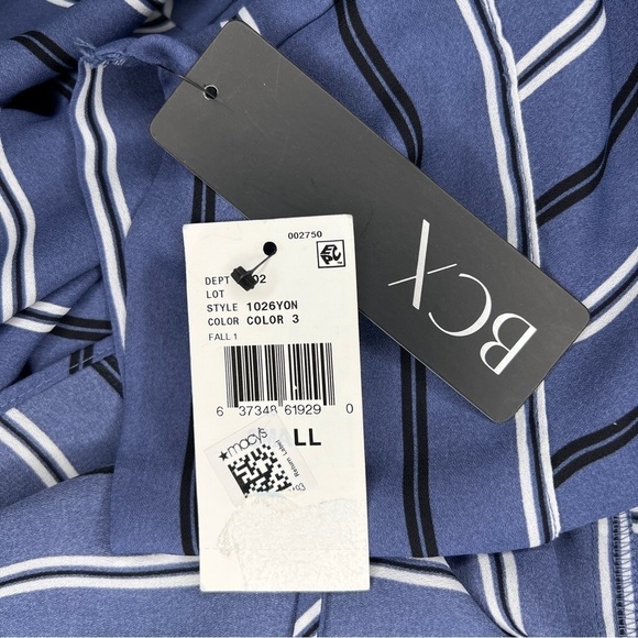 NEW Small BCX  Blue White Striped Blouse Roomy Fit NWT  Round Neckline - Picture 10 of 10